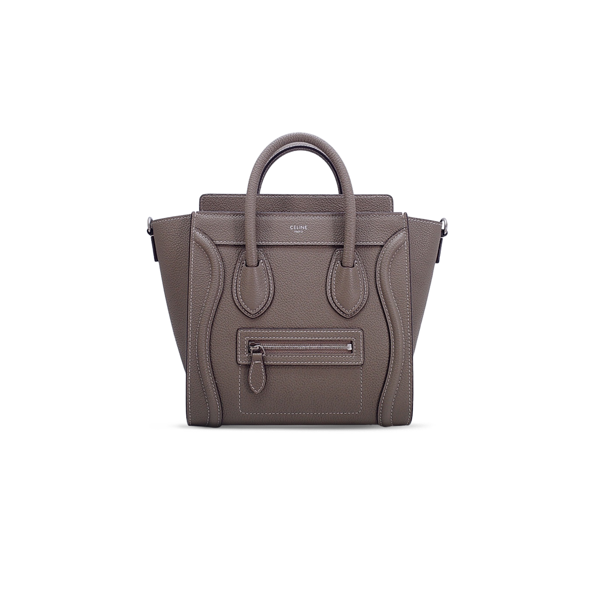 CELINE TOTE IN LUGGAGE NANO PEBBLED CALFSKIN 168243DRU.38SV (20*20*10cm)